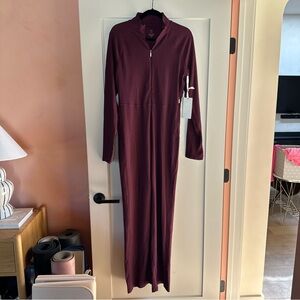 Athleta x Alicia Keys Burgundy Keys Goddess Bodysuit Long Sleeve Jumpsuit